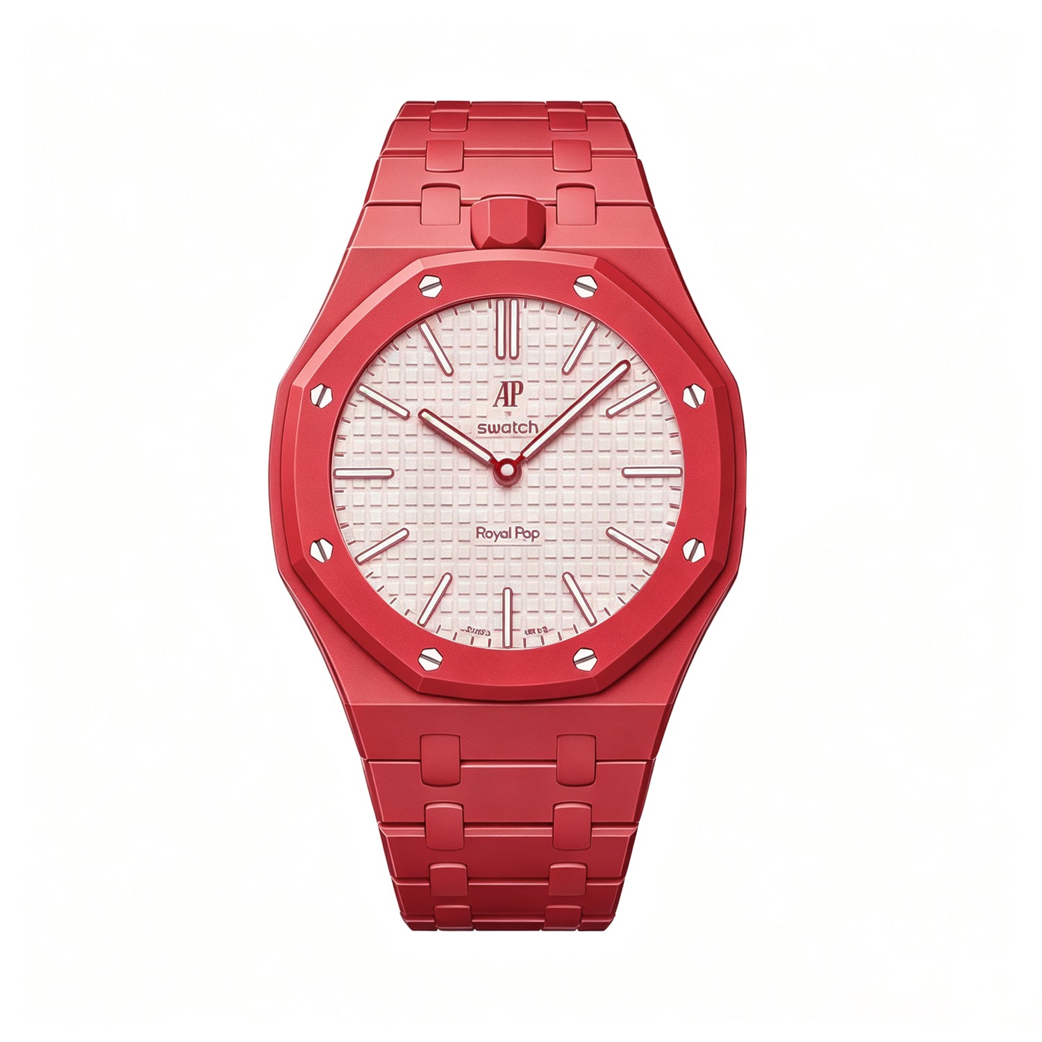 PR04-AP x Swatch Royal Pop Ceramic Strap and Case - Pair with Red Watch